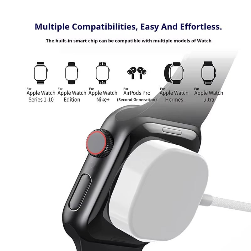 Apple Watch Magnetic Charger – Fast USB Wireless Cable for Series 1–10, SE, Ultra