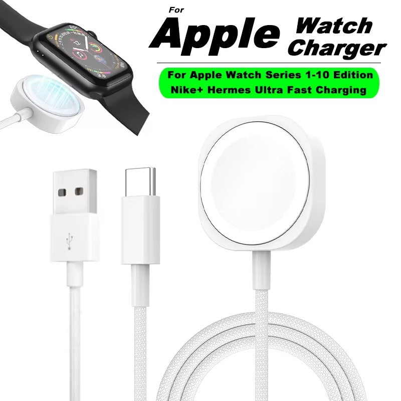 Apple Watch Magnetic Charger – Fast USB Wireless Cable for Series 1–10, SE, Ultra