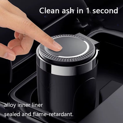 Portable Car Ashtray with LED Light – Auto Interior Ash Cup with Lid